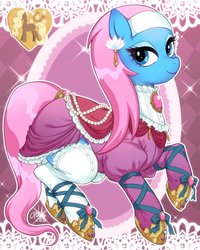 Size: 496x619 | Tagged: safe, artist:jyoka0222, lotus blossom, earth pony, pony, g4, clothes, ear piercing, earring, female, jewelry, mare, piercing, socks, solo, thigh highs