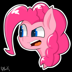 Size: 3000x3000 | Tagged: safe, artist:pigmanxx, pinkie pie, earth pony, pony, g4, black background, female, high res, mare, simple background, solo