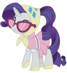 Size: 10000x11000 | Tagged: safe, artist:sunshi, rarity, pony, unicorn, g4, the end in friend, absurd resolution, camping outfit, clothes, dress, female, simple background, solo, sunglasses, transparent background, vector