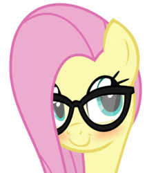 Size: 3572x4201 | Tagged: safe, artist:slb94, fluttershy, pony, g4, blushing, cute, female, flutternerd, glasses, looking at you, nerd, shy, simple background, solo, transparent background, vector