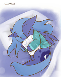 Size: 860x1080 | Tagged: safe, artist:howxu, princess luna, alicorn, pony, clothes, cropped, cute, female, lunabetes, mare, pajamas, pillow, sleeping, solo, weapons-grade cute