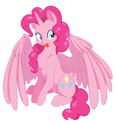 Size: 3094x3291 | Tagged: safe, artist:jellynut, pinkie pie, alicorn, pony, g4, :p, alicornified, chest fluff, cute, diapinkes, female, fluffy, high res, mare, pinkiecorn, race swap, raspberry, silly, silly pony, simple background, solo, tongue out, transparent background, xk-class end-of-the-world scenario