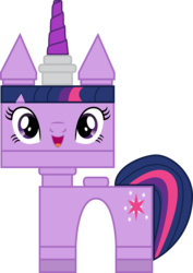 Size: 2257x3187 | Tagged: safe, artist:kwark85, twilight sparkle, g4, crossover, female, high res, lego, simple background, solo, tara strong, the lego movie, transparent background, unikitty, unikitty!, voice actor joke