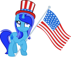 Size: 4000x3234 | Tagged: safe, artist:fuzzybrushy, oc, oc only, oc:spacelight, pony, unicorn, clothes, female, flag, hat, mare, simple background, solo, transparent background, united states, vector