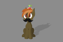 Size: 1920x1280 | Tagged: safe, artist:thistledsky, button mash, earth pony, pony, g4, colt, foal, gray background, hooves, lineless, male, simple background, sitting, solo, the stache