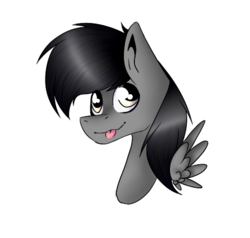 Size: 478x455 | Tagged: safe, artist:chazmazda, oc, oc only, pegasus, pony, :p, bust, commission, flat colors, head shot, highlight, male, portrait, shade, shading, silly, simple background, solo, tongue out, transparent background, wings