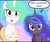 Size: 1371x1148 | Tagged: safe, artist:light262, artist:lummh, princess celestia, princess luna, alicorn, pony, comic:timey wimey, g4, cropped, duo, ethereal mane, female, mare, open mouth, royal sisters, sisters, speech bubble, starry mane