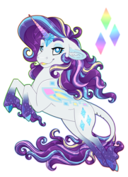 Size: 2600x3600 | Tagged: safe, artist:jackiebloom, rarity, classical unicorn, pony, unicorn, g4, coat markings, colored fetlocks, colored hooves, colored horn, female, high res, horn, leonine tail, mare, open mouth, rainbow power, realistic horse legs, simple background, solo, transparent background, unshorn fetlocks
