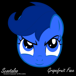 Size: 1400x1400 | Tagged: safe, artist:grapefruitface1, scootaloo, pony, g4, crossover, face, female, grapefruit face, parody, phil collins, self promotion, show accurate, single cover, solo