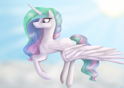 Size: 2900x2050 | Tagged: safe, artist:iseppe, princess celestia, alicorn, pony, g4, cloud, female, high res, mare, solo, sun