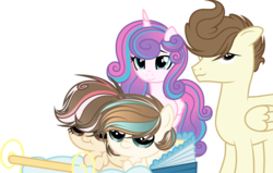 Size: 2525x1603 | Tagged: safe, artist:xxriverdreamxx, pound cake, princess flurry heart, oc, alicorn, pegasus, pony, g4, baby, baby carriage, baby pony, family, female, male, messy hair, offspring, older, older flurry heart, older pound cake, parent:pound cake, parent:princess flurry heart, parents:poundflurry, ship:poundflurry, shipping, simple background, straight, transparent background