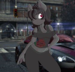 Size: 800x772 | Tagged: safe, artist:maximus, oc, oc only, oc:ashley rivera, unicorn, anthro, animated, blinking, gif, hand on hip, solo, standing