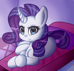 Size: 1449x1377 | Tagged: safe, artist:lunaying, rarity, pony, unicorn, g4, female, looking at you, lying down, mare, solo