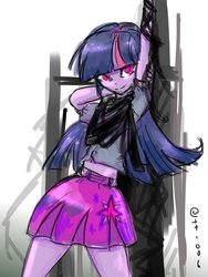Size: 2100x2800 | Tagged: safe, artist:oberon826, twilight sparkle, equestria girls, g4, clothes, female, high res, midriff, miniskirt, pleated skirt, skirt, solo