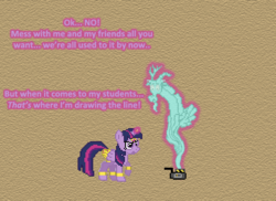 Size: 504x367 | Tagged: safe, artist:verve, discord, twilight sparkle, alicorn, draconequus, genie, pony, ask genie twilight, a matter of principals, g4, female, ghost discord, ghost trap, ghostbusters, magic, male, mare, twilight sparkle (alicorn)