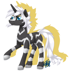 Size: 1877x1940 | Tagged: safe, artist:spokenmind93, oc, oc only, pony, unicorn, zebstrika, eyeshadow, makeup, markings, pokémon, pokémon black and white, ponikemon, ponymon, simple background, solo, transparent background