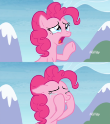 Size: 1228x1384 | Tagged: safe, screencap, pinkie pie, earth pony, pony, g4, the maud couple, crying, discovery family, discovery family logo, female, sad, solo
