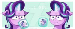 Size: 800x312 | Tagged: safe, artist:g-blue16, starlight glimmer, pony, unicorn, g4, coffee mug, faic, female, floppy ears, i mean i see, mare, mug, obtrusive watermark, simple background, solo, transparent background, watermark