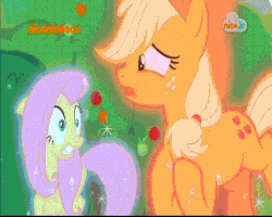 Size: 720x576 | Tagged: safe, screencap, applejack, autumn afternoon, cinder glow, fern flare, fluttershy, forest fall, maple brown, pumpkin smoke, sparkling brook, spring glow, summer flare, winter flame, kirin, pony, sounds of silence, animated, background kirin, female, levitation, logo, magic, magic aura, male, mare, nick jr., nickelodeon, stream of silence, telekinesis, water, wrong aspect ratio