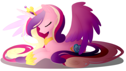 Size: 4800x2728 | Tagged: safe, artist:amoura7447symphony, artist:lyra-kotto, princess cadance, alicorn, pony, g4, colored, colored wings, eyes closed, female, high res, mare, multicolored wings, simple background, solo, spread wings, transparent background, wings