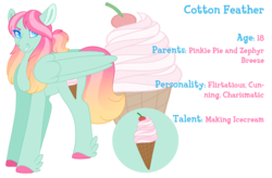 Size: 1584x1040 | Tagged: safe, artist:nobleclay, oc, oc only, oc:cotton feather, pegasus, pony, colored hooves, cutie mark background, feathered fetlocks, female, gradient mane, mare, offspring, parent:pinkie pie, parent:zephyr breeze, parents:zephyrpie, simple background, solo, transparent background