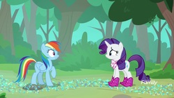 Size: 1920x1080 | Tagged: safe, screencap, rainbow dash, rarity, pony, g4, the end in friend, azurantium, boots, glitter boots, shoes