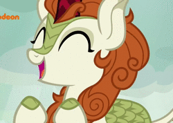 Size: 1520x1080 | Tagged: safe, screencap, autumn blaze, kirin, g4, sounds of silence, animated, clapping, cloven hooves, female, loop, no sound, solo, webm