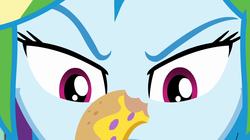 Size: 2048x1148 | Tagged: safe, rainbow dash, equestria girls, g4, happily ever after party, happily ever after party: rainbow dash, my little pony equestria girls: better together, close-up, closeup on the face, cyoa, donut, food