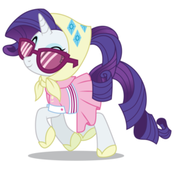 Size: 4000x3957 | Tagged: safe, artist:dragonchaser123, rarity, pony, unicorn, g4, the end in friend, camping outfit, clothes, dress, eyes closed, female, mare, simple background, smiling, solo, sunglasses, transparent background