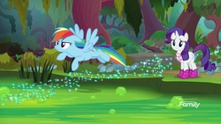 Size: 1920x1080 | Tagged: safe, screencap, rainbow dash, rarity, pony, g4, the end in friend, azurantium, boots, glitter boots, shoes, swamp