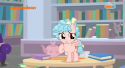 Size: 812x446 | Tagged: safe, screencap, cozy glow, pegasus, pony, g4, what lies beneath, book, cozybetes, cute, female, filly, foal, ringlets, solo