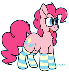 Size: 789x818 | Tagged: safe, artist:pony-puke, pinkie pie, earth pony, pony, g4, clothes, female, firealpaca, simple background, socks, solo, striped socks, tongue out, transparent background