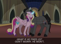 Size: 1024x747 | Tagged: safe, artist:kiwile3, king sombra, princess cadance, g4, female, infidelity, male, obtrusive watermark, ship:somdance, shipping, story included, straight, watermark