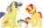 Size: 1024x650 | Tagged: safe, artist:galacticfeather, comet tail, sunset shimmer, g4, baby, base used, family, father and child, foal, mother and child, parent:comet tail, parent:sunset shimmer, parents:cometshimmer, ship:cometshimmer