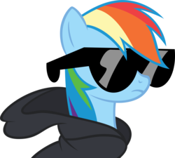 Size: 6000x5400 | Tagged: safe, artist:dasduriel, rainbow dash, pony, g4, .ai available, .psd available, absurd resolution, clothes, cool, female, hoodie, mare, simple background, solo, sunglasses, swag, transparent background, vector