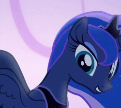 Size: 589x524 | Tagged: safe, screencap, princess luna, alicorn, pony, g4, to where and back again, animated, beautiful, cropped, cute, dream, dream walker luna, ethereal mane, female, gif, looking at you, lunabetes, mare, spread wings, talking, wings