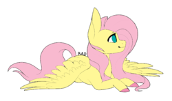 Size: 646x383 | Tagged: safe, artist:blitsazalisdash, artist:icicle-niceicle-1517, color edit, edit, fluttershy, pegasus, pony, g4, collaboration, colored, female, lying down, mare, simple background, solo, transparent background, unshorn fetlocks