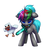 Size: 2000x2000 | Tagged: safe, artist:confetticakez, oc, oc only, oc:diamond sharp, bird, chicken, pony, unicorn, crossover, female, floppy ears, high res, mare, minecraft, mouth hold, ponytail, simple background, solo, sword, video game, weapon, white background