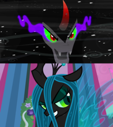 Size: 1279x1436 | Tagged: safe, edit, edited screencap, screencap, king sombra, queen chrysalis, a canterlot wedding, g4, the crystal empire, female, male, ship:chrysombra, shipping, straight, unholy matrimony