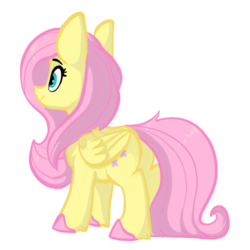 Size: 500x500 | Tagged: safe, artist:greyscaleart, fluttershy, pegasus, pony, g4, 8 angles of pony collaboration, butt, cute, female, hoof shoes, mare, plot, shyabetes, simple background, solo, transparent background