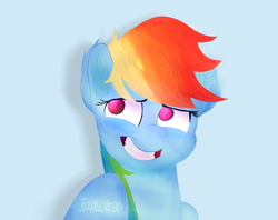 Size: 6300x5000 | Tagged: safe, artist:illuscribo, rainbow dash, pony, g4, my little pony: the movie, absurd resolution, cute, dashabetes, ear fluff, element of loyalty, female, fluffy, nervous smile, oops, redraw, sheepish grin, solo, sonic rainboom