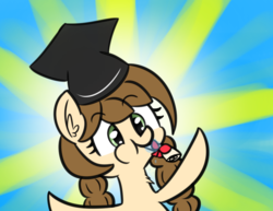 Size: 1008x779 | Tagged: safe, artist:artiks, oc, oc only, oc:tvælåt, earth pony, pony, atg 2018, drool, female, graduation, graduation cap, hat, mare, newbie artist training grounds, solo