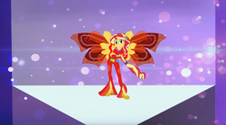 Size: 1870x1041 | Tagged: safe, artist:selenaede, artist:user15432, sunset shimmer, fairy, equestria girls, g4, base used, clothes, crossover, ear piercing, earring, fairy wings, fairyized, flower, hasbro, hasbro studios, high heels, jewelry, onyrix, piercing, ponied up, rainbow s.r.l, shoes, solo, transformation, winged humanization, wings, winx club, winxified, world of winx