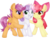 Size: 7854x5910 | Tagged: safe, artist:partypievt, apple bloom, scootaloo, sweetie belle, earth pony, pegasus, pony, unicorn, g4, absurd resolution, bow, clothes, commission, cute, cutie mark crusaders, female, filly, hug, simple background, teeth, transparent background, wingding eyes