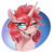 Size: 2880x2880 | Tagged: safe, artist:firimil, oc, oc only, oc:rose quill, pony, unicorn, bust, commission, digital art, female, glasses, high res, looking at you, mare, one eye closed, red hair, red mane, simple background, solo, transparent background, wink