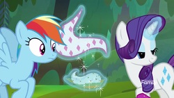 Size: 1920x1080 | Tagged: safe, screencap, rainbow dash, rarity, pony, g4, the end in friend, magic, toothpaste