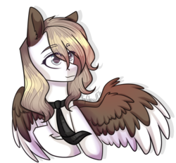 Size: 1501x1384 | Tagged: safe, artist:cloud-fly, oc, oc only, pegasus, pony, female, mare, necktie, simple background, solo, transparent background, two toned wings