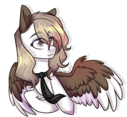 Size: 1501x1384 | Tagged: safe, artist:lazycloud, oc, oc only, pegasus, pony, female, mare, necktie, simple background, solo, transparent background, two toned wings