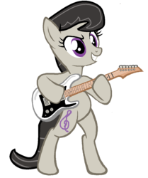 Size: 875x1046 | Tagged: safe, artist:grapefruitface1, derpibooru exclusive, octavia melody, earth pony, pony, g4, bipedal, female, guitar, rock (music), rocktavia, show accurate, simple background, solo, swag, transparent background