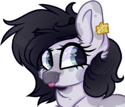 Size: 439x375 | Tagged: safe, artist:_spacemonkeyz_, oc, oc only, oc:buttermilk, cow, pony, female, simple background, solo, tongue out, transparent background